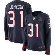Wholesale Cheap Nike Texans #31 David Johnson Navy Blue Team Color Women's Stitched NFL Limited Therma Long Sleeve Jersey