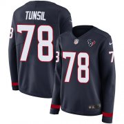 Wholesale Cheap Nike Texans #78 Laremy Tunsil Navy Blue Team Color Women's Stitched NFL Limited Therma Long Sleeve Jersey