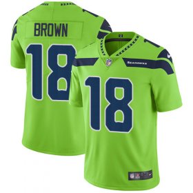 Wholesale Cheap Nike Seahawks #18 Jaron Brown Green Men\'s Stitched NFL Limited Rush Jersey