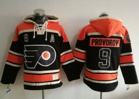 Wholesale Cheap Flyers #9 Ivan Provorov Black Sawyer Hooded Sweatshirt Stitched NHL Jersey