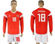 Wholesale Cheap Russia #18 Zhirkov Red Home Long Sleeves Soccer Country Jersey