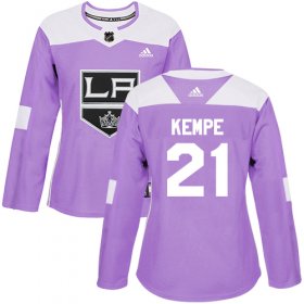 Wholesale Cheap Adidas Kings #21 Mario Kempe Purple Authentic Fights Cancer Women\'s Stitched NHL Jersey