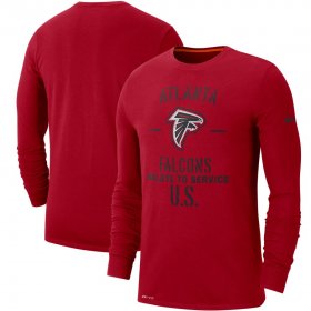 Wholesale Cheap Men\'s Atlanta Falcons Nike Red 2019 Salute to Service Sideline Performance Long Sleeve Shirt