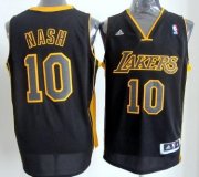Wholesale Cheap Los Angeles Lakers #10 Steve Nash Revolution 30 Swingman All Black With Yellow Jersey