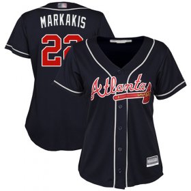 Wholesale Cheap Braves #22 Nick Markakis Navy Blue Alternate Women\'s Stitched MLB Jersey