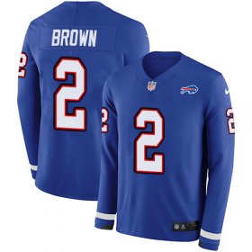 Wholesale Cheap Nike Bills #2 John Brown Royal Blue Team Color Men\'s Stitched NFL Limited Therma Long Sleeve Jersey