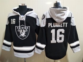 Wholesale Cheap Men\'s Las Vegas Raiders 16 Jim Plunkett NEW Black Pocket Stitched NFL Pullover Hoodie
