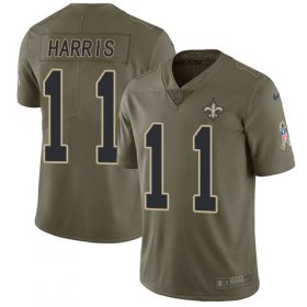 Wholesale Cheap Nike Saints #11 Deonte Harris Olive Men\'s Stitched NFL Limited 2017 Salute To Service Jersey