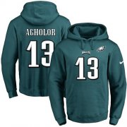 Wholesale Cheap Nike Eagles #13 Nelson Agholor Midnight Green Name & Number Pullover NFL Hoodie