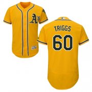Wholesale Cheap Athletics #60 Andrew Triggs Gold Flexbase Authentic Collection Stitched MLB Jersey