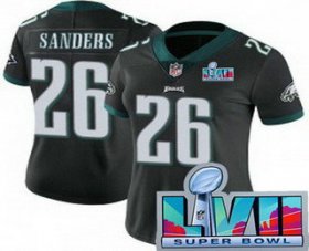 Cheap Women\'s Philadelphia Eagles #26 Miles Sanders Limited Black Super Bowl LVII Vapor Jersey