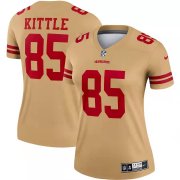 Women San Francisco 49ers #85 George Kittle Gold Stitched NFL Limited Inverted Legend Jersey