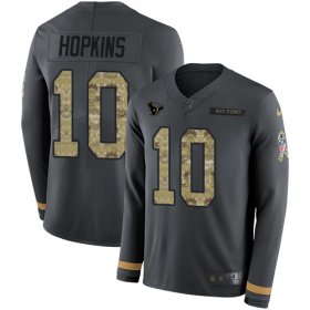Wholesale Cheap Nike Texans #10 DeAndre Hopkins Anthracite Salute to Service Men\'s Stitched NFL Limited Therma Long Sleeve Jersey