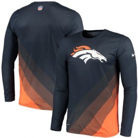 Wholesale Cheap Men\'s Denver Broncos Nike Navy Sideline Legend Prism Performance Long Sleeve T-Shirt