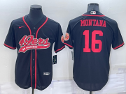 Wholesale Cheap Men's San Francisco 49ers #16 Joe Montana Black Stitched Cool Base Nike Baseball Jersey