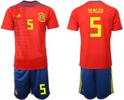 Wholesale Cheap Spain #5 Sergio Home Soccer Country Jersey