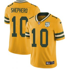 Wholesale Cheap Nike Packers #10 Darrius Shepherd Yellow Men\'s 100th Season Stitched NFL Limited Rush Jersey