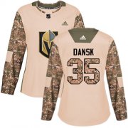 Wholesale Cheap Adidas Golden Knights #35 Oscar Dansk Camo Authentic 2017 Veterans Day Women's Stitched NHL Jersey