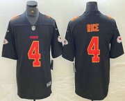 Cheap Men's Kansas City Chiefs #4 Rashee Rice Black Fashion Vapor Limited Stitched Jersey