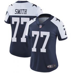 Wholesale Cheap Nike Cowboys #77 Tyron Smith Navy Blue Thanksgiving Women\'s Stitched NFL Vapor Untouchable Limited Throwback Jersey