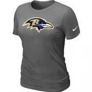Wholesale Cheap Women's Nike Baltimore Ravens Logo NFL T-Shirt Dark Grey