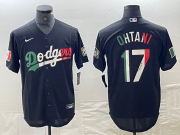Cheap Men's Los Angeles Dodgers #17 Shohei Ohtani Mexico Black Cool Base Stitched Baseball Jerseys