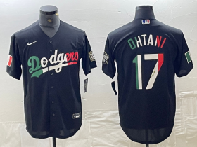 Cheap Men\'s Los Angeles Dodgers #17 Shohei Ohtani Mexico Black Cool Base Stitched Baseball Jerseys