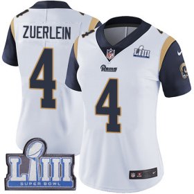 Wholesale Cheap Nike Rams #4 Greg Zuerlein White Super Bowl LIII Bound Women\'s Stitched NFL Vapor Untouchable Limited Jersey