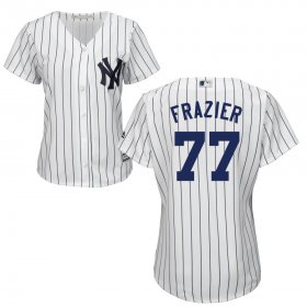 Wholesale Cheap New York Yankees #77 Clint Frazier White Majestic Women\'s Cool Base Stitched MLB Jersey
