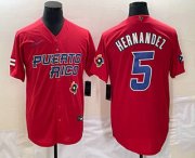 Cheap Men's Puerto Rico Baseball #5 Enrique Hernandez 2023 Red World Classic Stitched Jersey