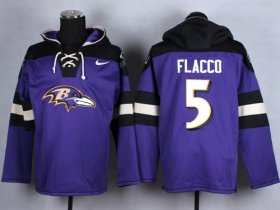 Wholesale Cheap Nike Ravens #5 Joe Flacco Purple Player Pullover NFL Hoodie