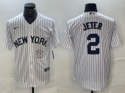 Cheap Men's New York Yankees #2 Derek Jeter White 2024 Cool Base Stitched Jersey