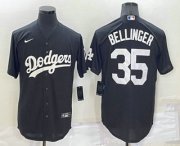 Wholesale Cheap Men's Los Angeles Dodgers #35 Cody Bellinger Black Turn Back The Clock Stitched Cool Base Jersey