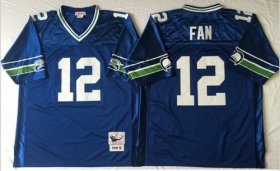 Wholesale Cheap Mitchell And Ness Seahawks #12 Fan Blue Throwback Stitched NFL Jersey