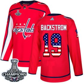 Wholesale Cheap Adidas Capitals #19 Nicklas Backstrom Red Home Authentic USA Flag Stanley Cup Final Champions Stitched Youth NHL Jersey