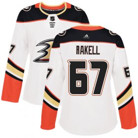Wholesale Cheap Adidas Ducks #67 Rickard Rakell White Road Authentic Women\'s Stitched NHL Jersey