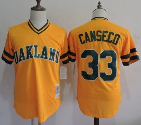Wholesale Cheap Mitchell And Ness Athletics #33 Jose Canseco Yellow Throwback Stitched MLB Jersey