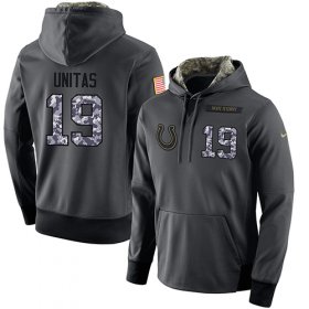 Wholesale Cheap NFL Men\'s Nike Indianapolis Colts #19 Johnny Unitas Stitched Black Anthracite Salute to Service Player Performance Hoodie