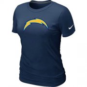 Wholesale Cheap Women's Nike Los Angeles Chargers Logo NFL T-Shirt Dark Blue