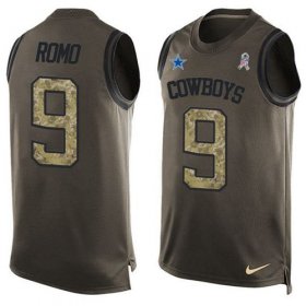 Wholesale Cheap Nike Cowboys #9 Tony Romo Green Men\'s Stitched NFL Limited Salute To Service Tank Top Jersey