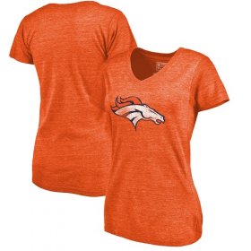 Wholesale Cheap Women\'s Denver Broncos NFL Pro Line by Fanatics Branded Orange Distressed Team Logo Tri-Blend T-Shirt