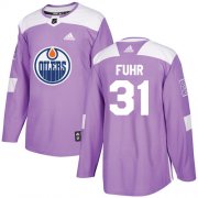 Wholesale Cheap Adidas Oilers #31 Grant Fuhr Purple Authentic Fights Cancer Stitched NHL Jersey