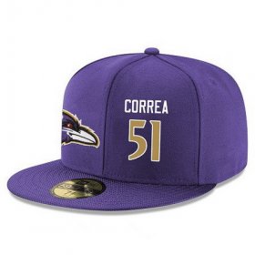 Wholesale Cheap Baltimore Ravens #51 Kamalei Correa Snapback Cap NFL Player Purple with Gold Number Stitched Hat