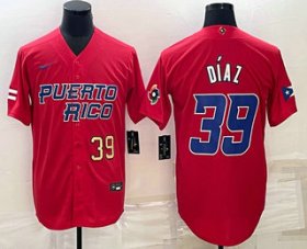 Cheap Men\'s Puerto Rico Baseball #39 Edwin Diaz Number 2023 Red World Baseball Classic Stitched Jerseys