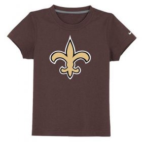 Wholesale Cheap New Orleans Saints Authentic Logo Youth T-Shirt Brown