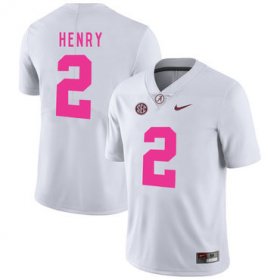 Wholesale Cheap Alabama Crimson Tide 2 Derrick Henry White 2017 Breast Cancer Awareness College Football Jersey