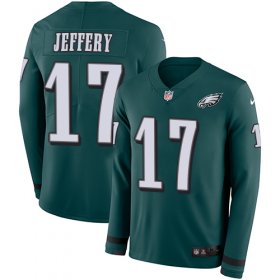 Wholesale Cheap Nike Eagles #17 Alshon Jeffery Midnight Green Team Color Men\'s Stitched NFL Limited Therma Long Sleeve Jersey