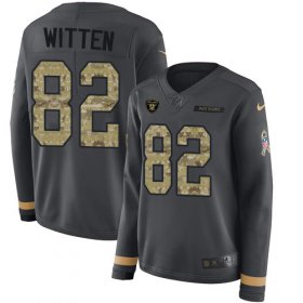 Wholesale Cheap Nike Raiders #82 Jason Witten Anthracite Salute to Service Women\'s Stitched NFL Limited Therma Long Sleeve Jersey