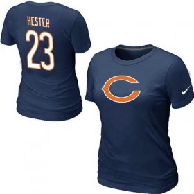 Wholesale Cheap Women\'s Nike Chicago Bears #23 Devin Hester Name & Number T-Shirt Blue