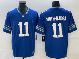 Wholesale Cheap Men\'s Seattle Seahawks #11 Jaxon Smith-Njigba Royal 2023 F.U.S.E. Vapor Limited Throwback Stitched Jersey